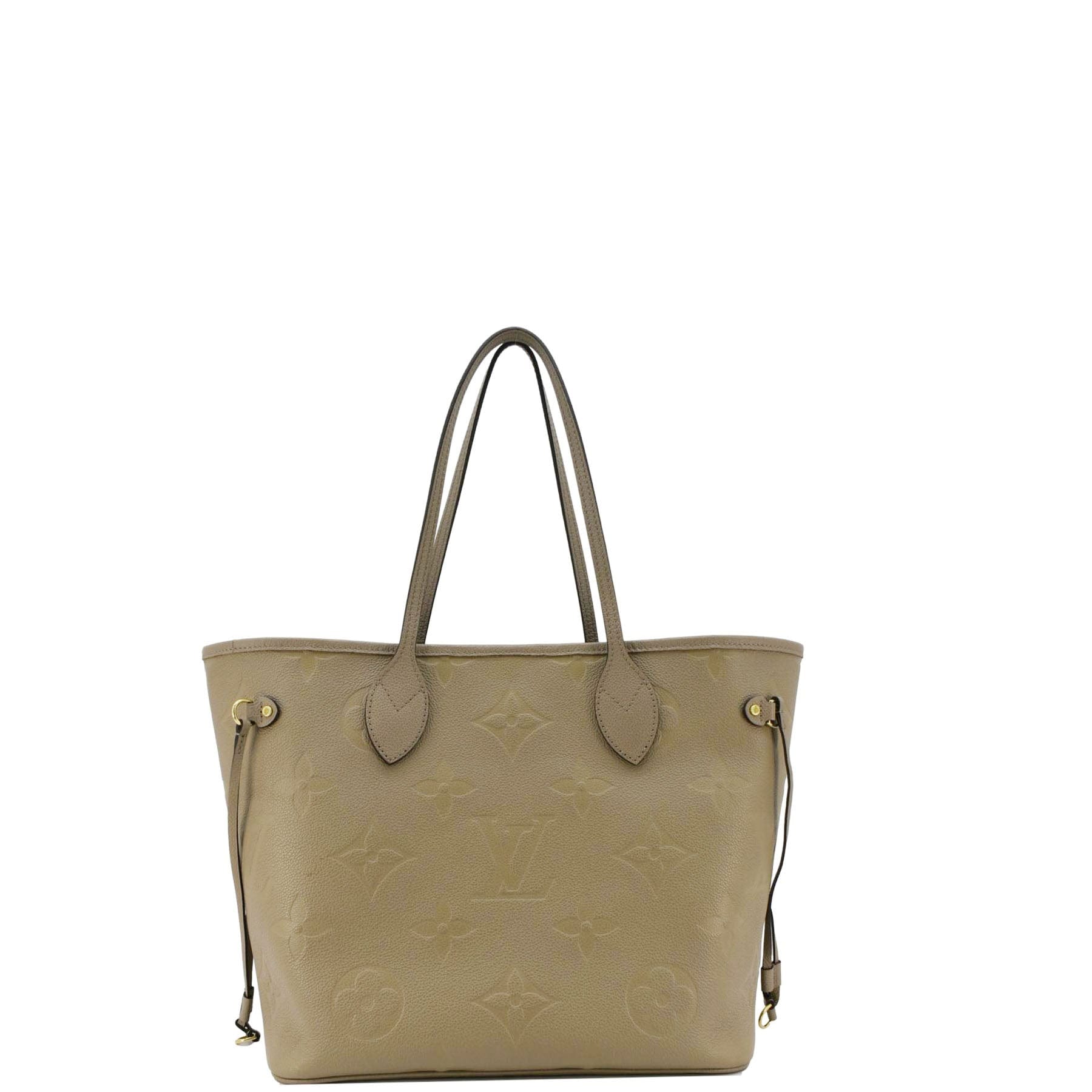 LOUIS VUITTON Neverfull MM Empreinte Leather Tote Shoulder Bag Beige