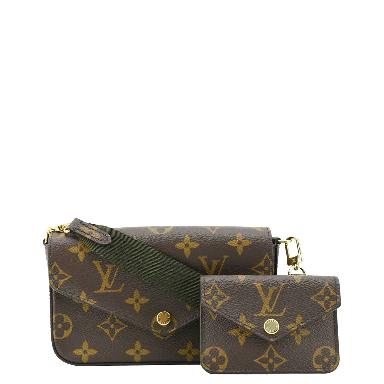 LOUIS VUITTON Felicie Strap & Go Monogram Canvas Crossbody Bag Brown