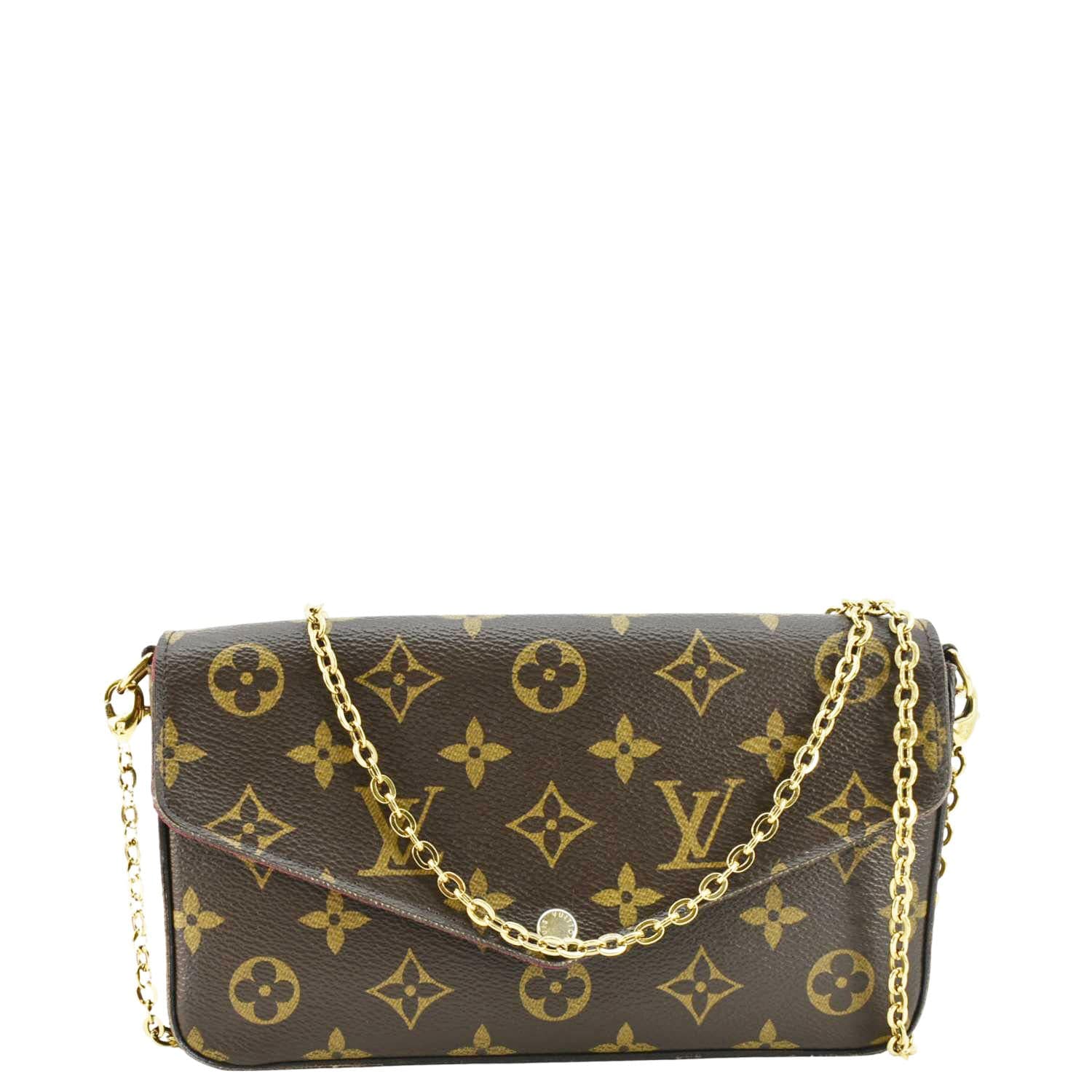 LOUIS VUITTON Felicie Pochette Monogram Canvas Crossbody Bag Brown