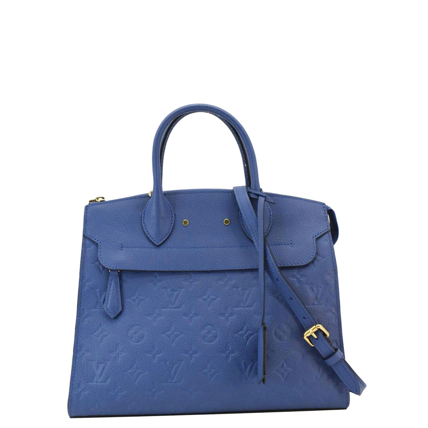 LOUIS VUITTON Pont Neuf MM Empreinte Leather Tote Shoulder Bag Blue