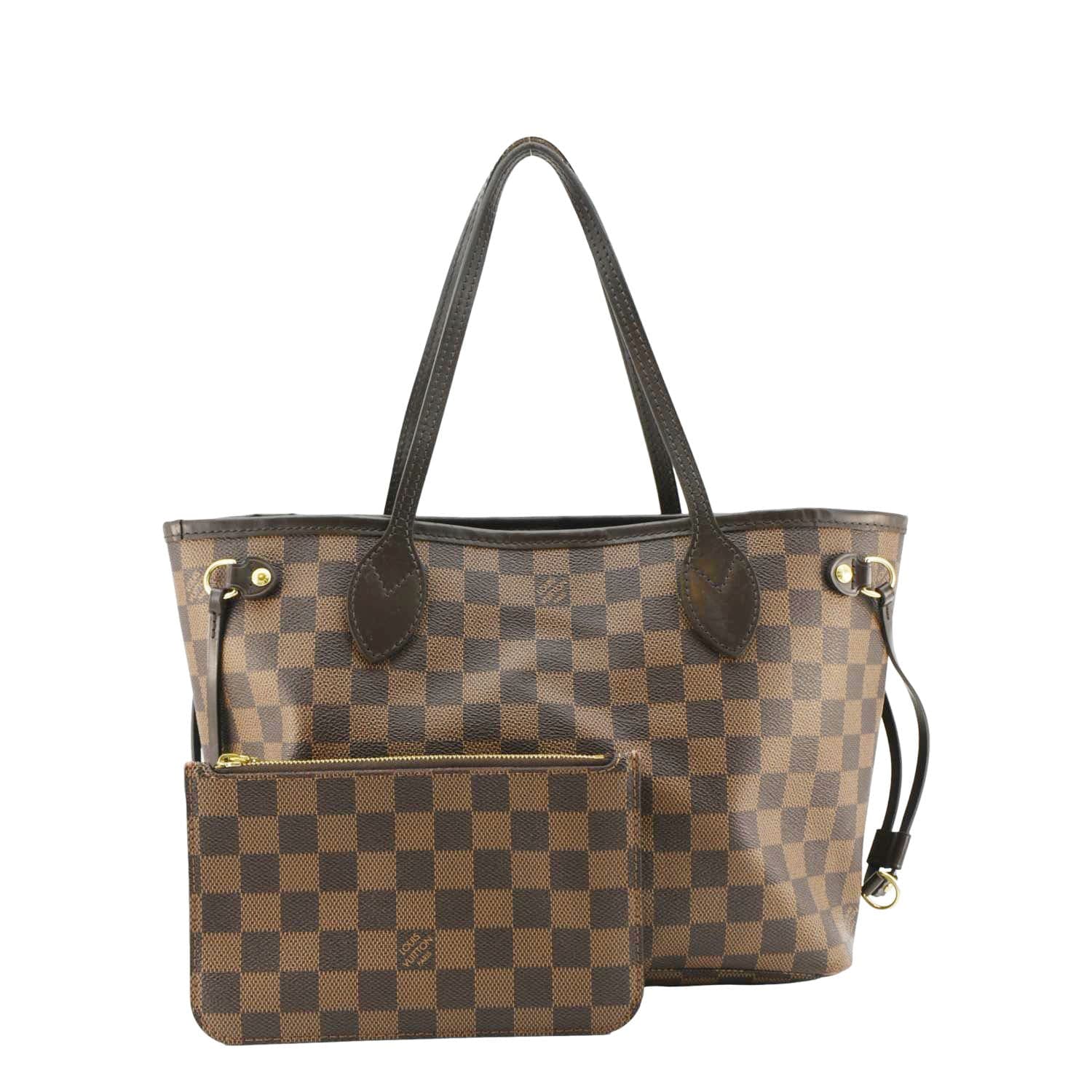 LOUIS VUITTON Neverfull PM Damier Ebene Tote Shoulder Bag Brown