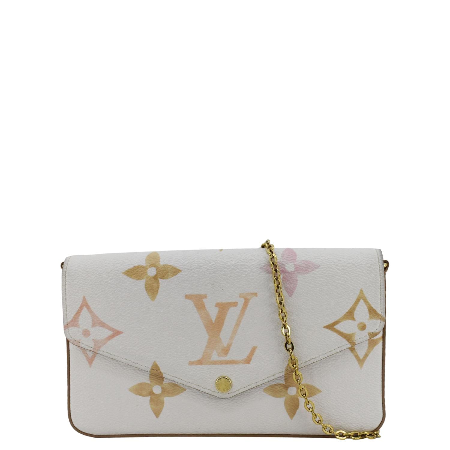 LOUIS VUITTON Felicie Pochette The Pool Giant Monogram Canvas Watercolor Crossbody Bag White