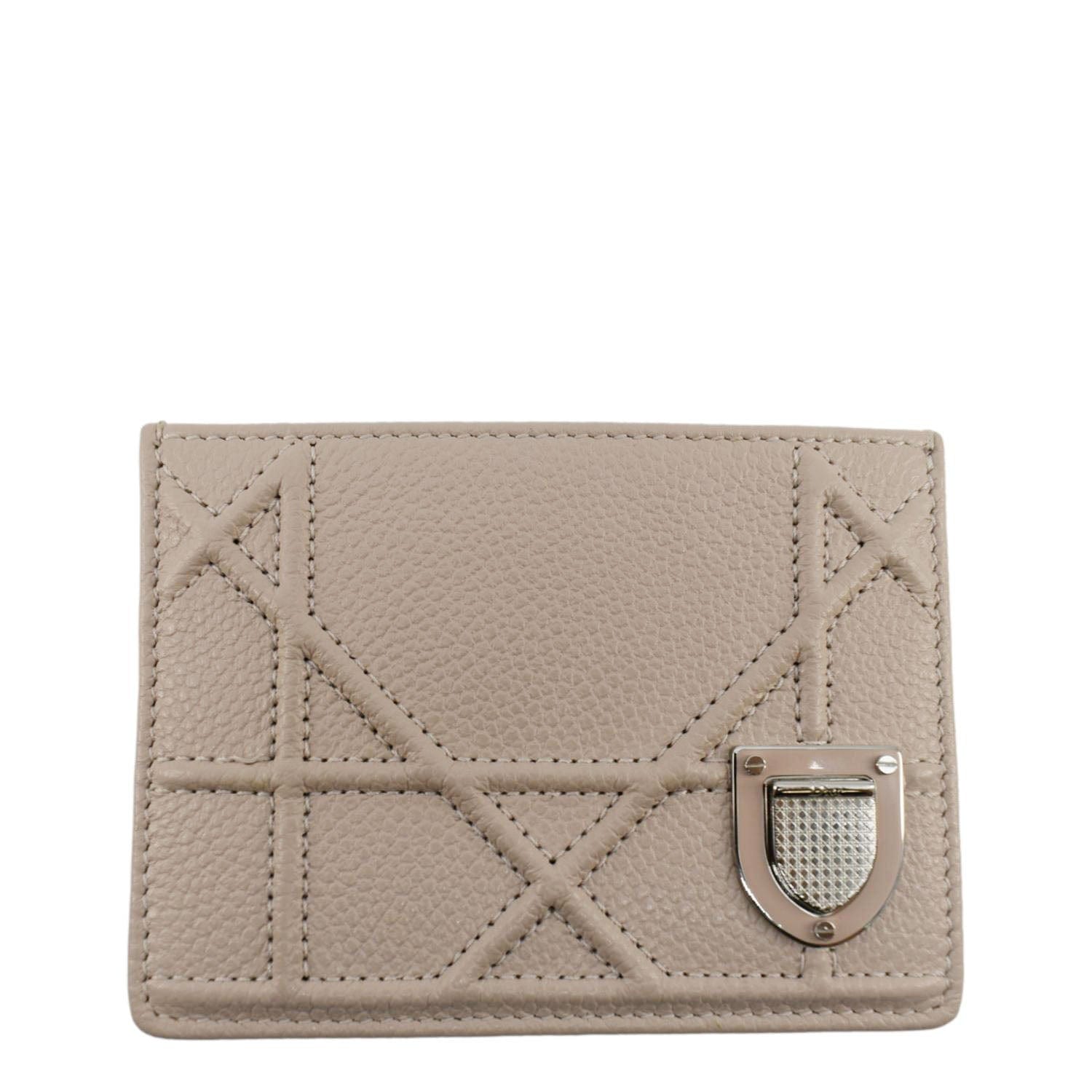 CHRISTIAN DIOR Diorama Cannage Leather Card Holder Light Beige