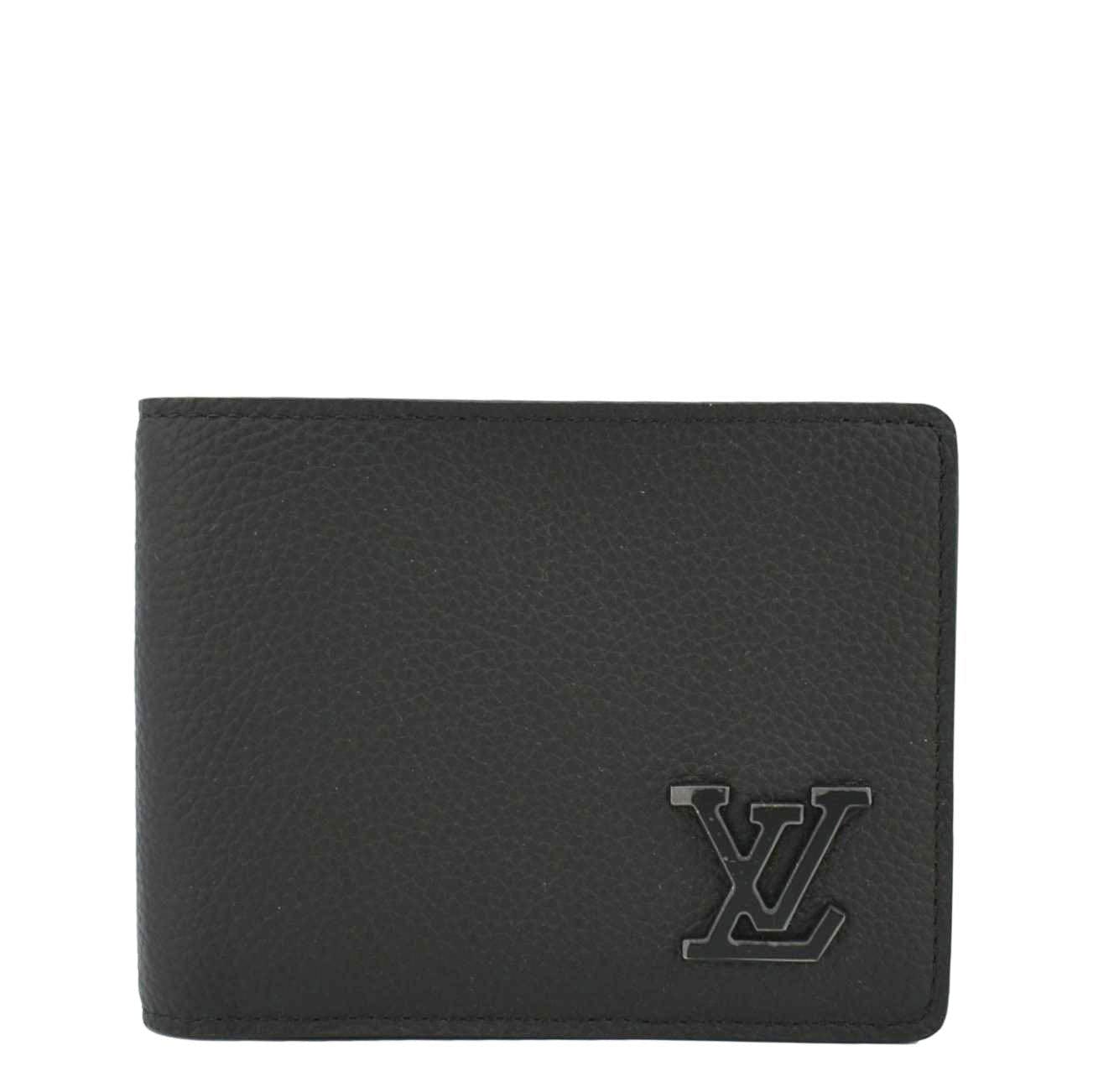 LOUIS VUITTON Multiple Aerogram Grained Calf Leather Wallet Black