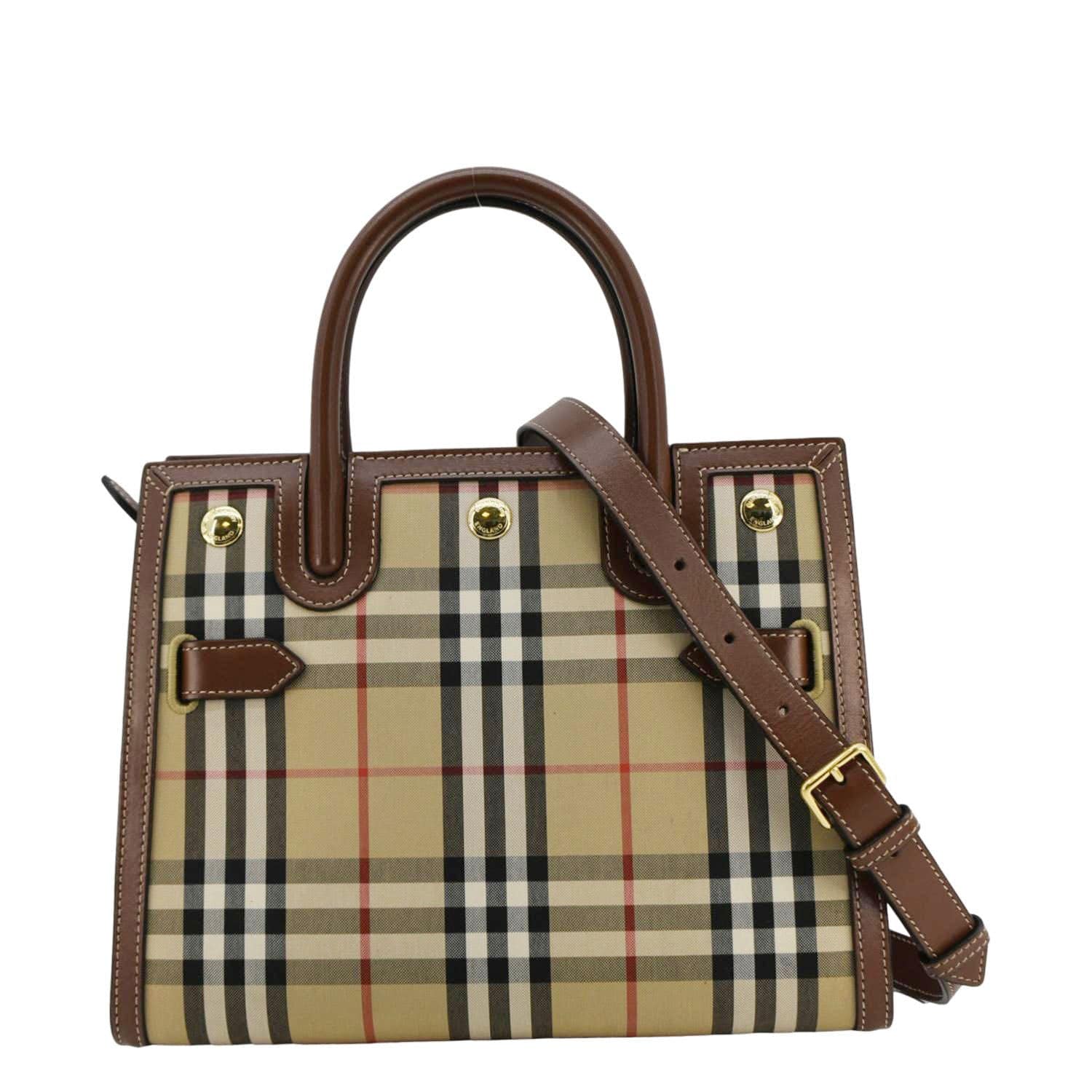 BURBERRY Title Mini Vintage Check Canvas Two Handle Shoulder Bag Brown