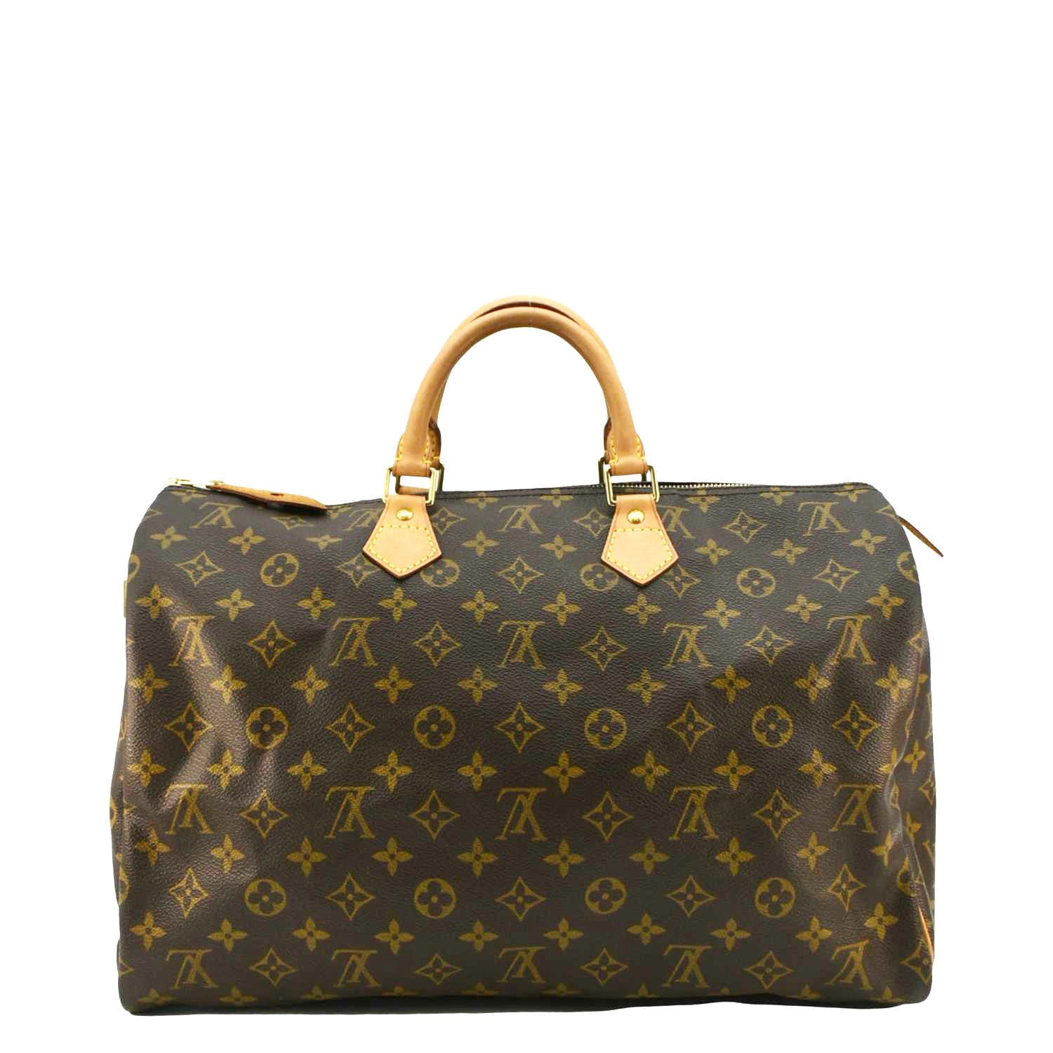 LOUIS VUITTON Speedy 40 Monogram Canvas Satchel Bag Brown