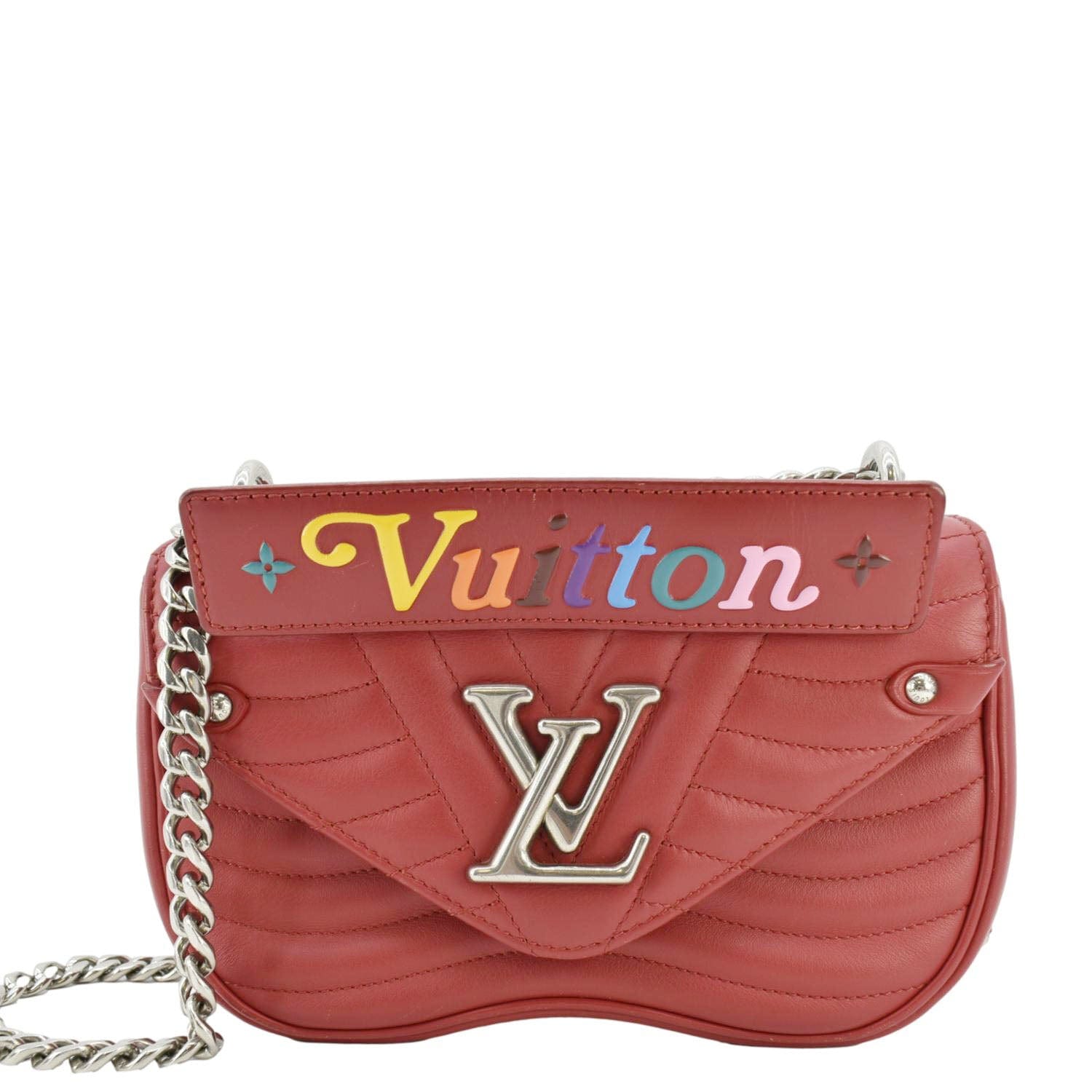 LOUIS VUITTON New Wave PM Leather Chain Crossbody Bag Red