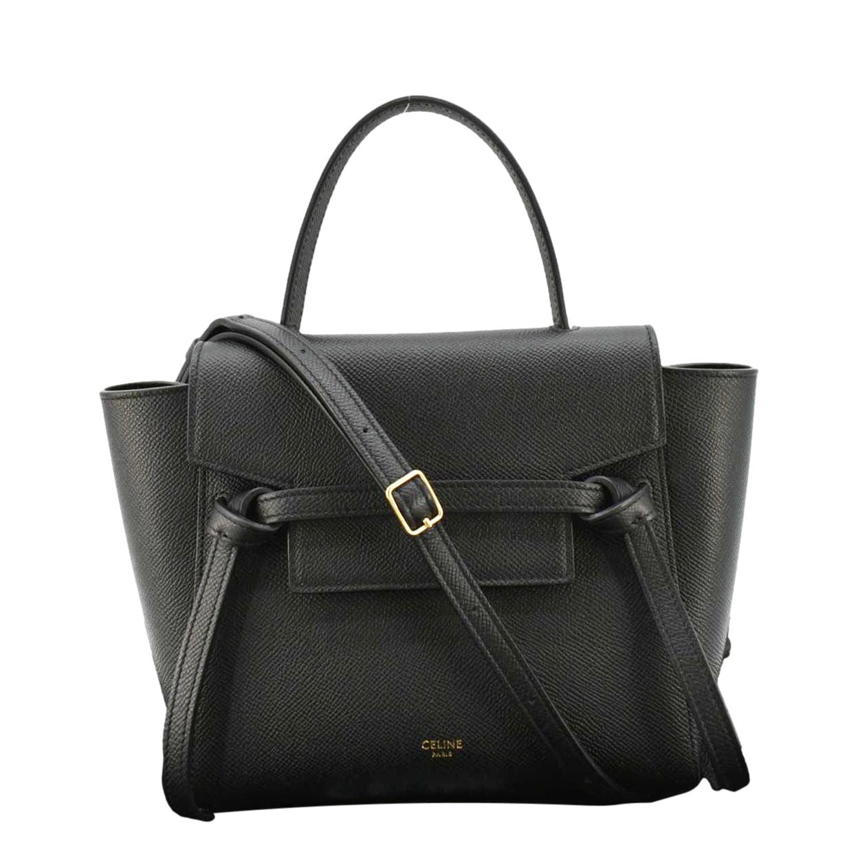 CELINE Nano Belt Grained Calfskin Leather Shoulder Bag Black