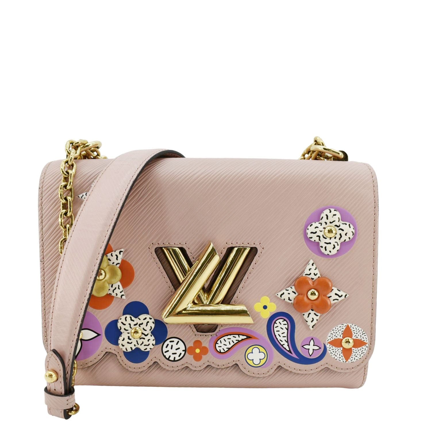 LOUIS VUITTON Twist MM Bloom Flower Epi Leather Chain Shoulder Bag Pink