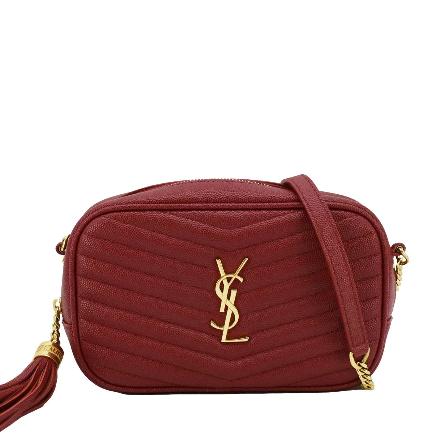 YVES SAINT LAURENT Lou Quilted Leather Camera Crossbody Bag Red