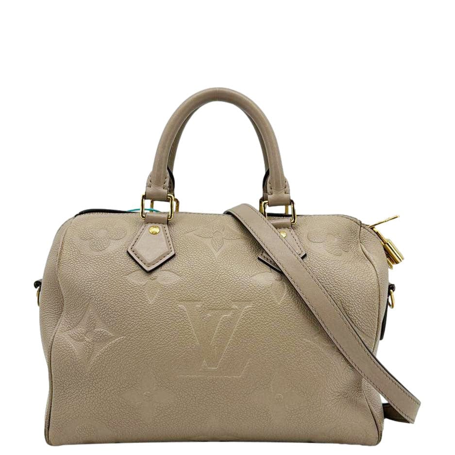 LOUIS VUITTON Speedy 25 Bandouliere Monogram Empreinte Shoulder Bag Beige