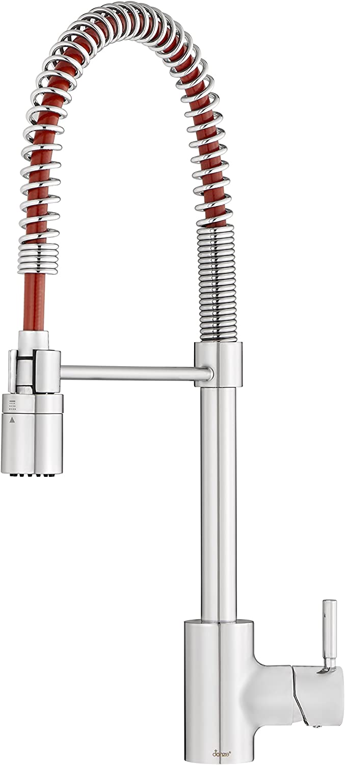 Gerber DH451188CR The Foodie Caliente 1H Pre-Rinse Pull-Down Kitchen Faucet 1.75gpm Chrome w/ Red Hose