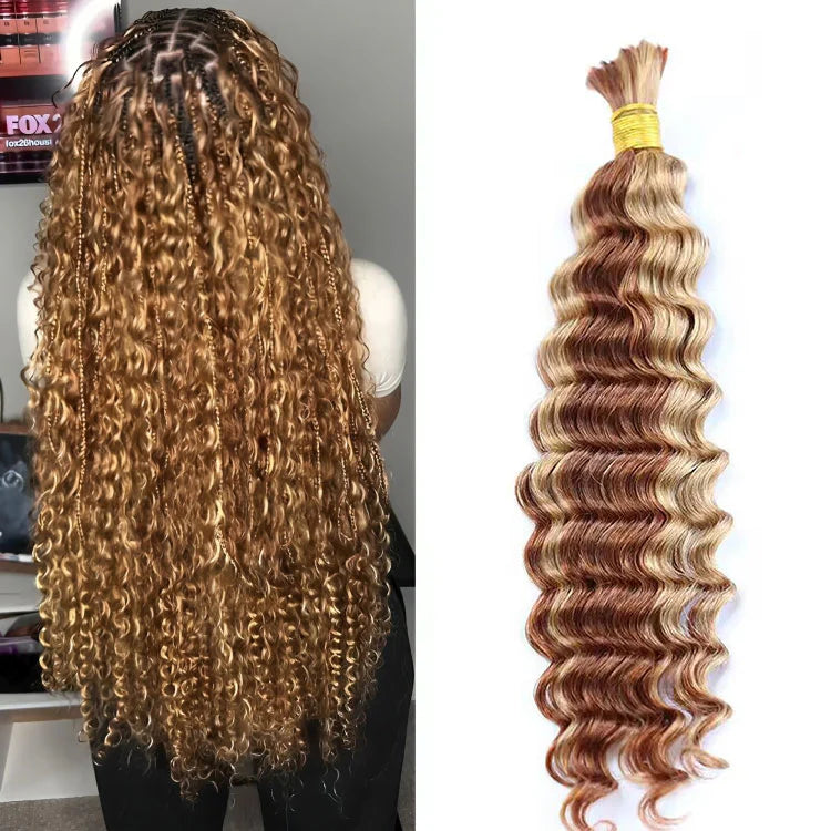 Bulk Human Hair For Braiding #D27/30 Deep Wave