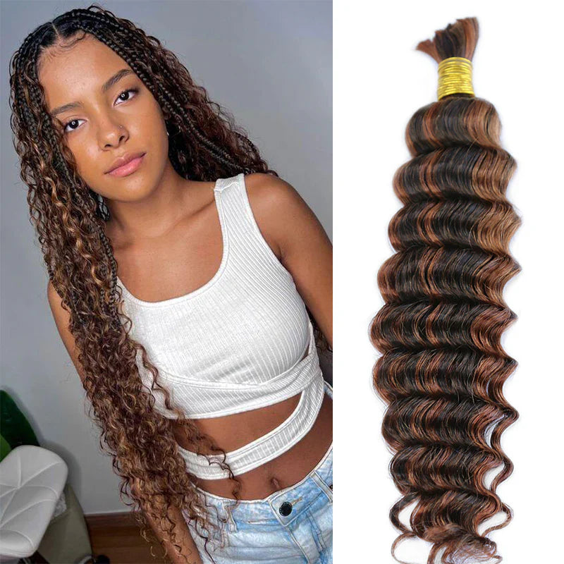 Bulk Human Hair For Braiding #D4/30 Deep Wave