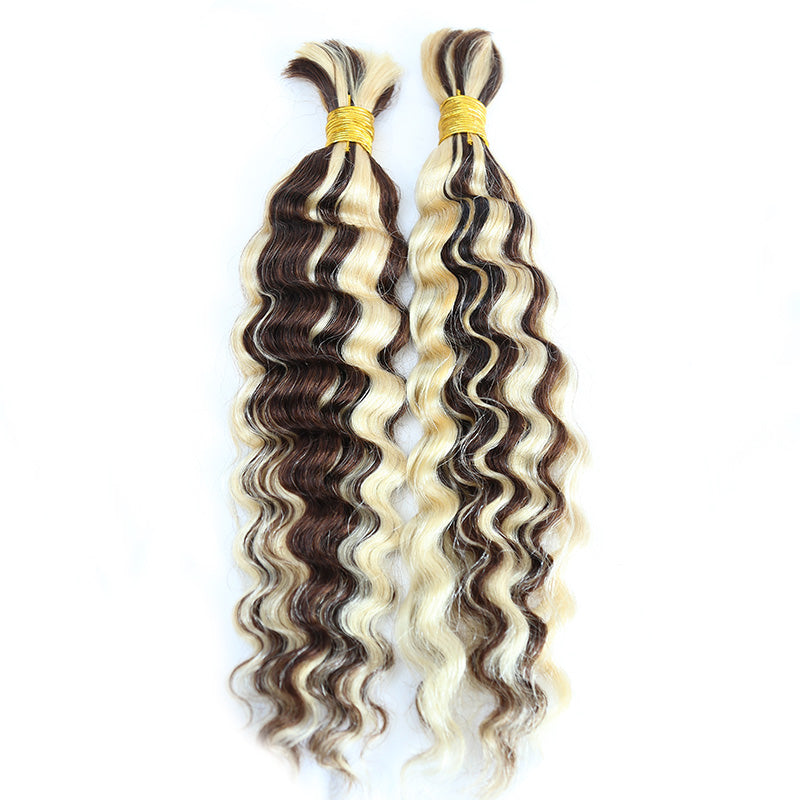 Bulk Human Hair For Braiding #D4/613 Deep Wave