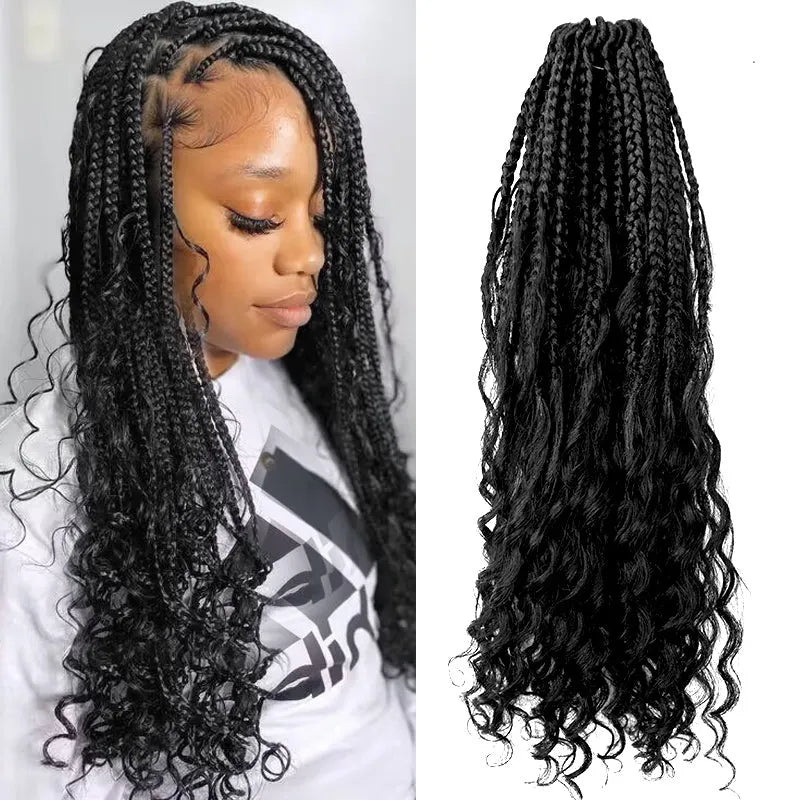 Pre-Looped Crochet Box Braids Human Hair Curls 14 Inch