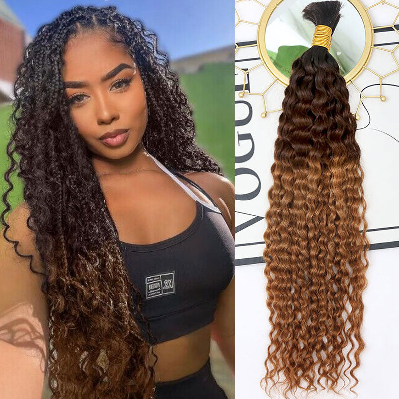 Bulk Human Hair For Braiding Ombre T1B/4/30  Deep Curly