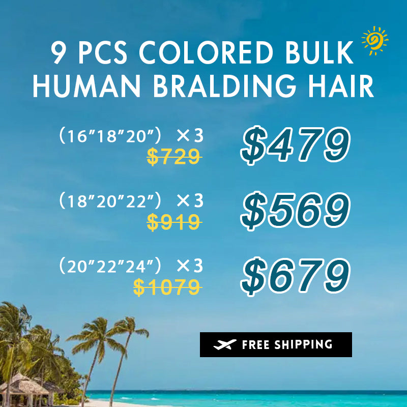 Bundle Deals / Colored Bulk Human Braiding Hair 9 Pieces For Sale