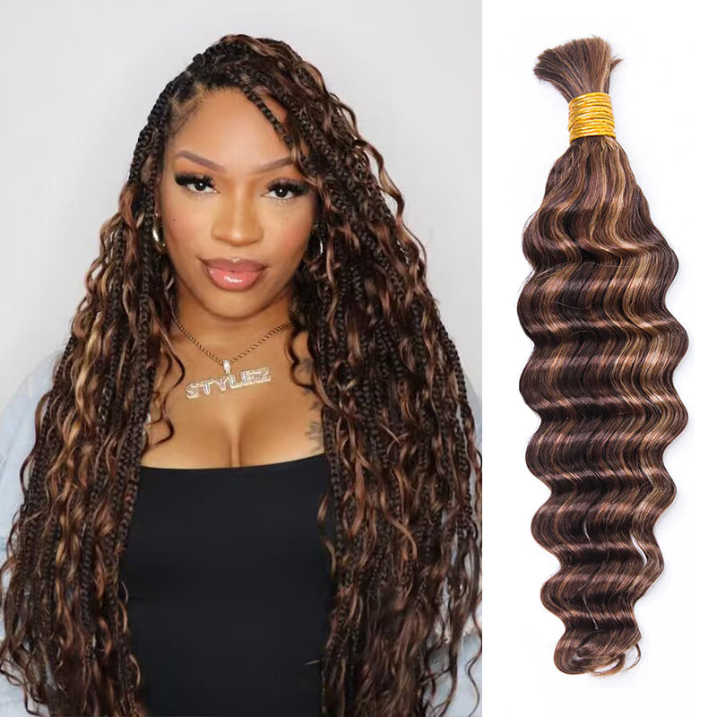 Bulk Human Hair For Braiding Blend #4/27/30 Loose Deep Wave