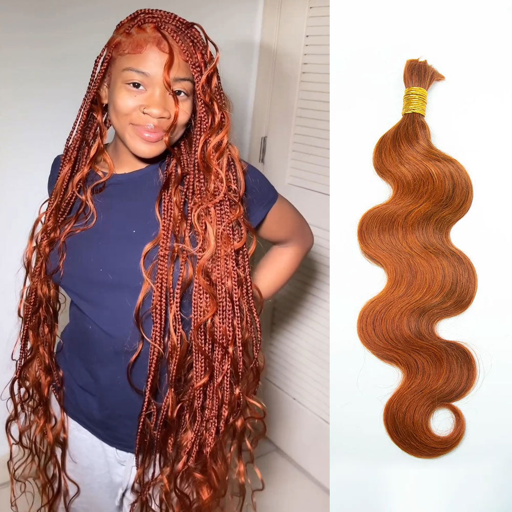 Bulk Human Hair For Braiding #350 Ginger Body Wave