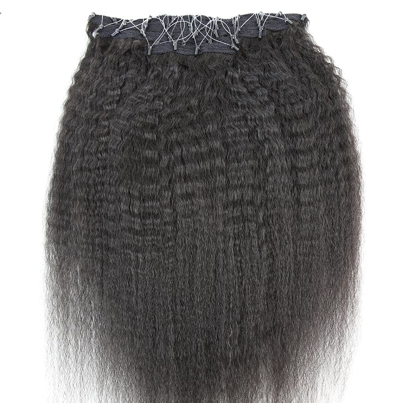 Pre-looped weft microlinks Kinky Straight Hair Extension