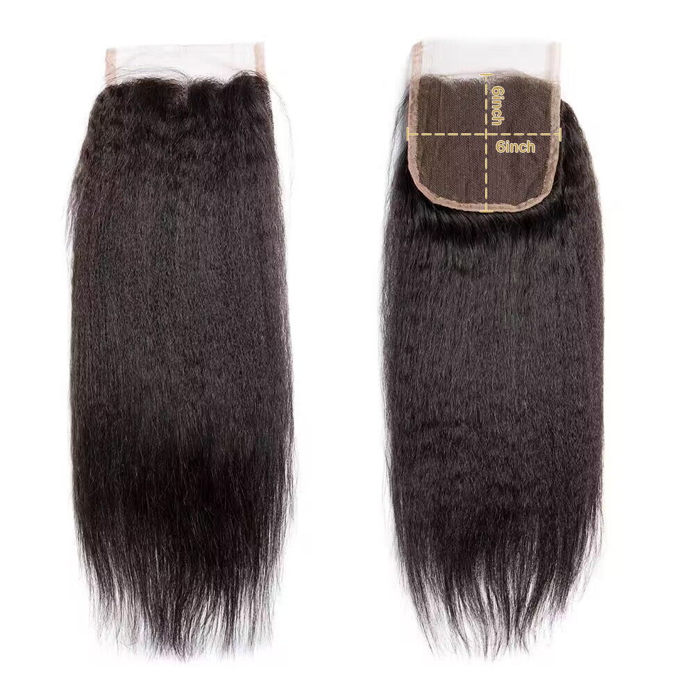 6x6 HD Lace Closure Kinky Straight Human Hair