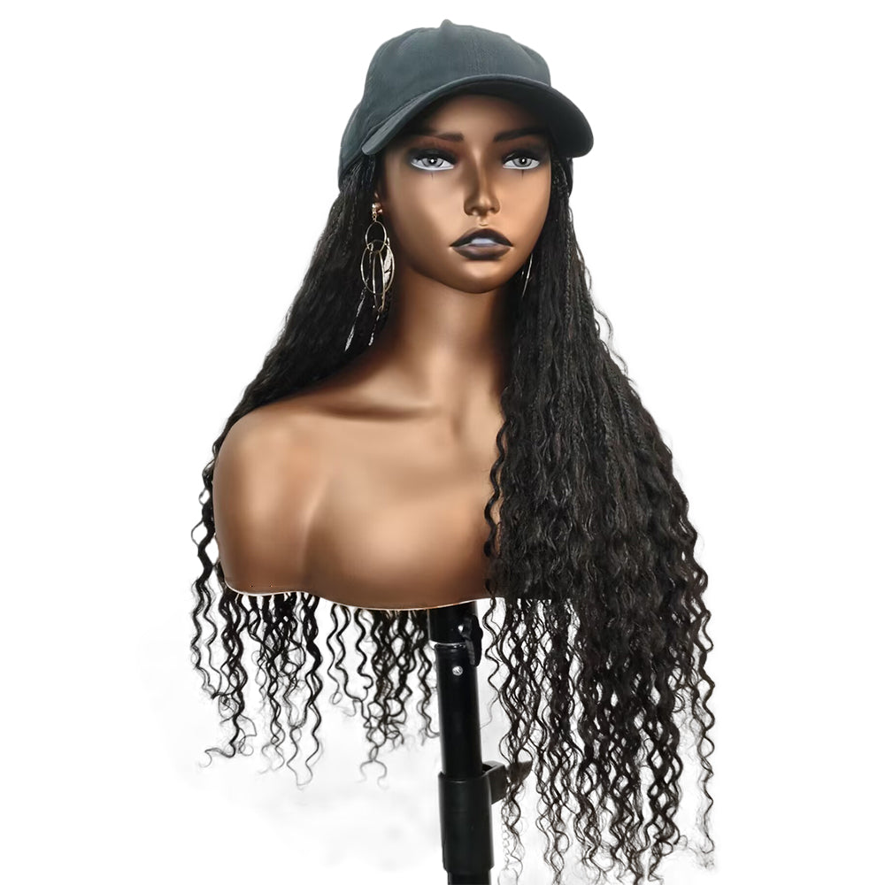 Grab & Go Boho Style Braids Cap Hat Wig