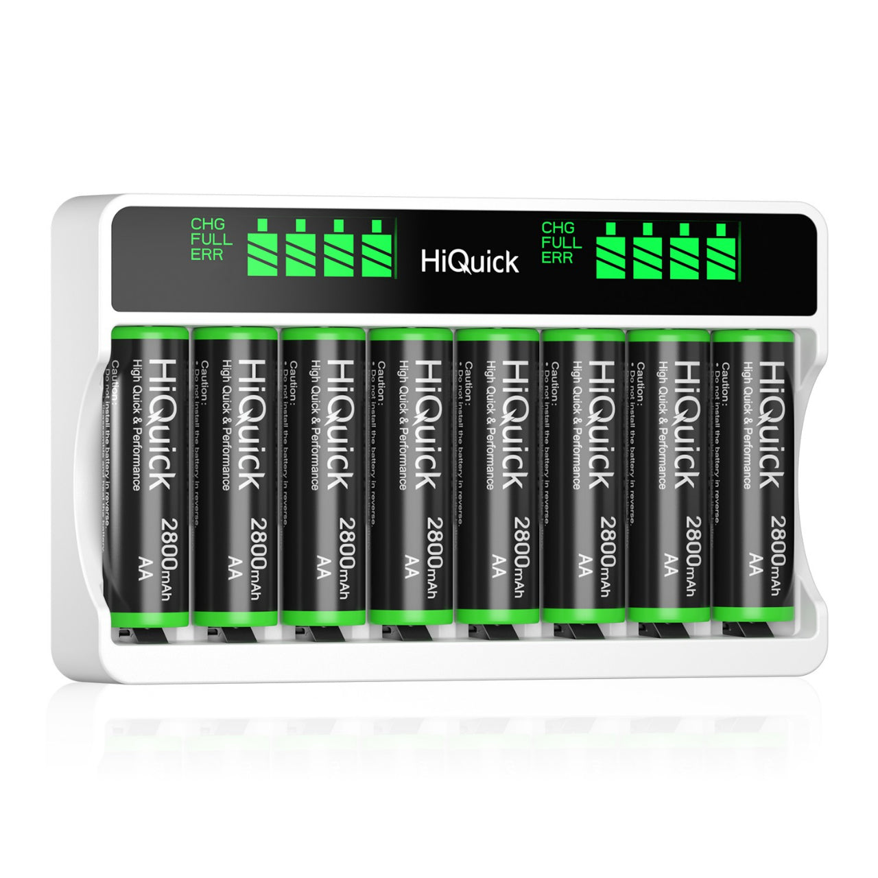 HiQuick Rechargeable AAA AAA Batteries with 8 Slot LCD Charger