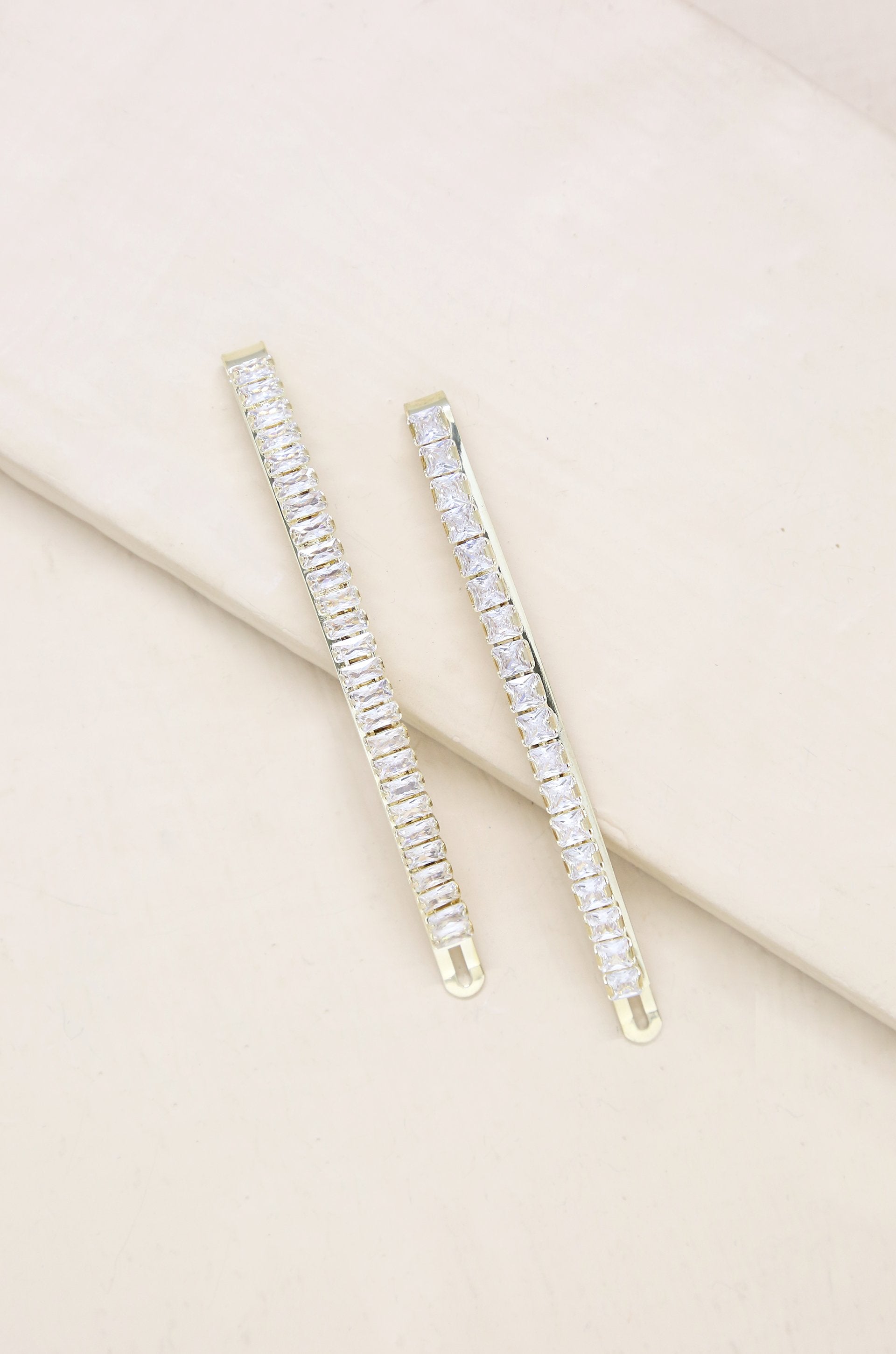 Sleek Lines Crystal Hair Pin Set - Crystals