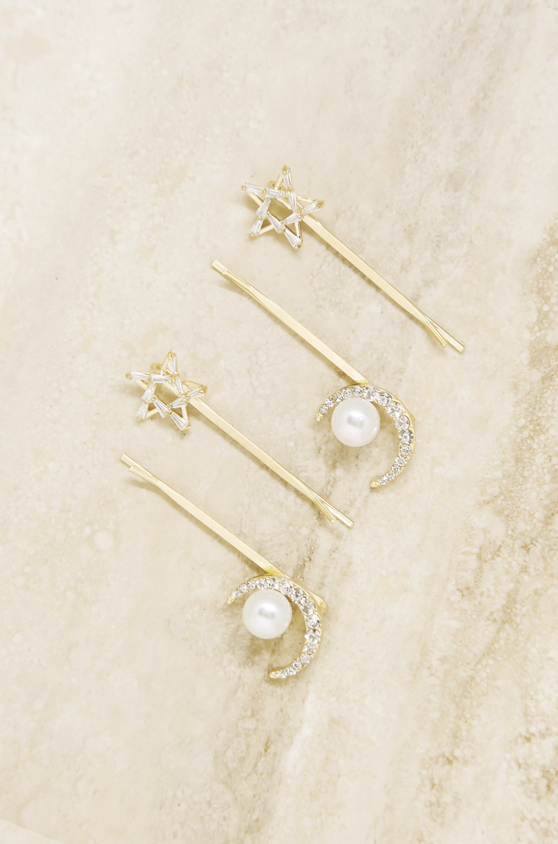 Spell Casting Crystal and Pearl Hair Pins - Pearl