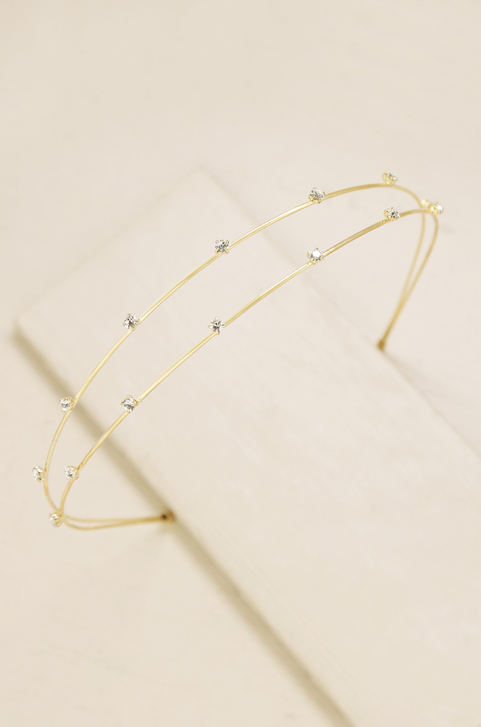 Delicate Crystal Dotted Gold Headband - Crystals