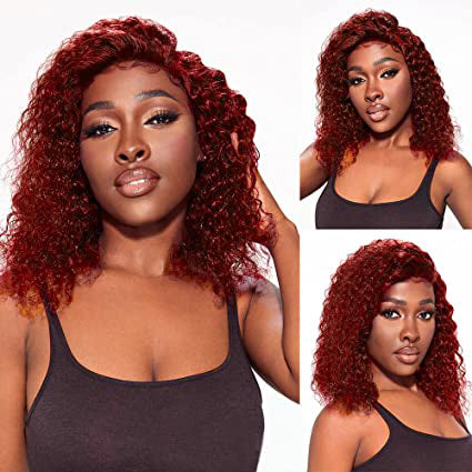 Burgundy Short Curly Bob Wigs 4x4/13x4/13x6 HD Lace Front Wigs