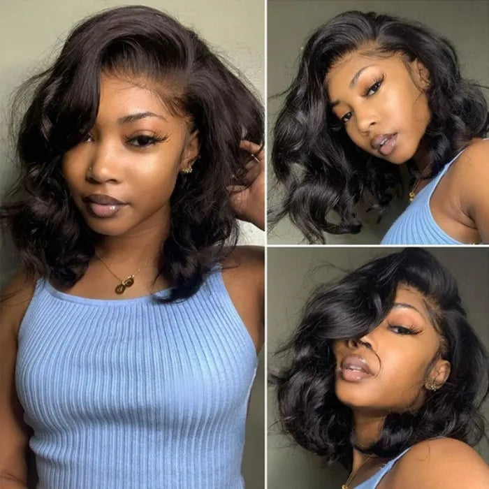 Short Glueless Body Wave Bob Wig 4x4/13x4 Lace Front Human Hair With Breathable Cap