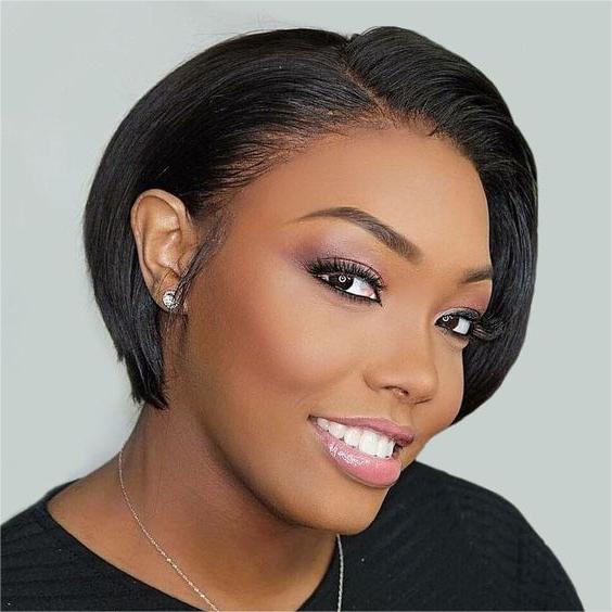 Glueless Wigs Natural Black Straight Pixie Cut Lace Frontal Wig