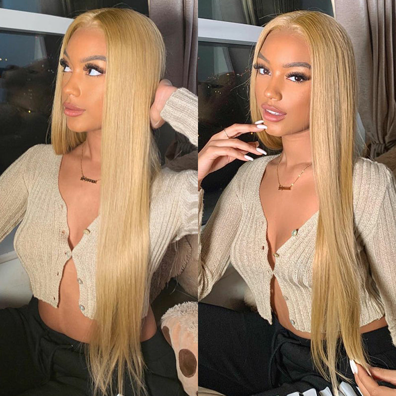 Honey Blonde Color With Straight Hair 4x4/13x4/13x6 Closure Lace Wig 180% Density Huamn Hair