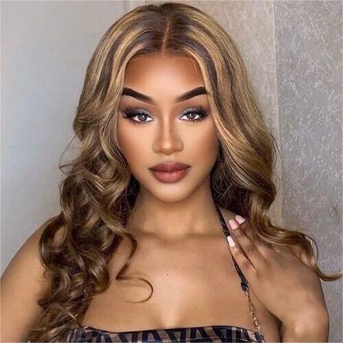 Wear&Go 4/27# Honey Blonde Highlight  Piano Color Lace Front Wigs Human Hair Body Wave Glueless Wigs